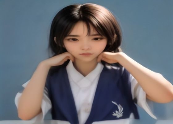 蜜桃成熟时演员剧照风格，年轻演员身着香港中学制服，表情自然真实，背景为教室黑板，胶片颗粒感浓厚